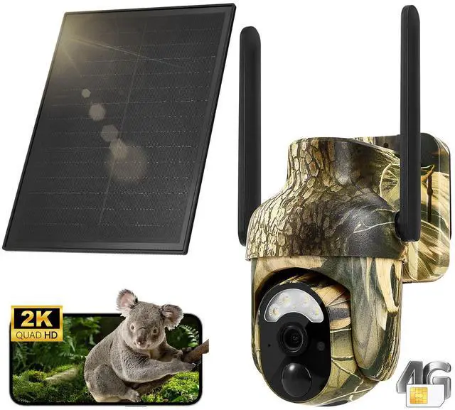 Main image of 4G LTE Cellular Trail Camera 2K 360° View Live Streaming Game Camera Built-in SIM Card with Motion Activated Color Night Vision Remote Phone Access Solar Powered Trail Camera IP65 Waterproof