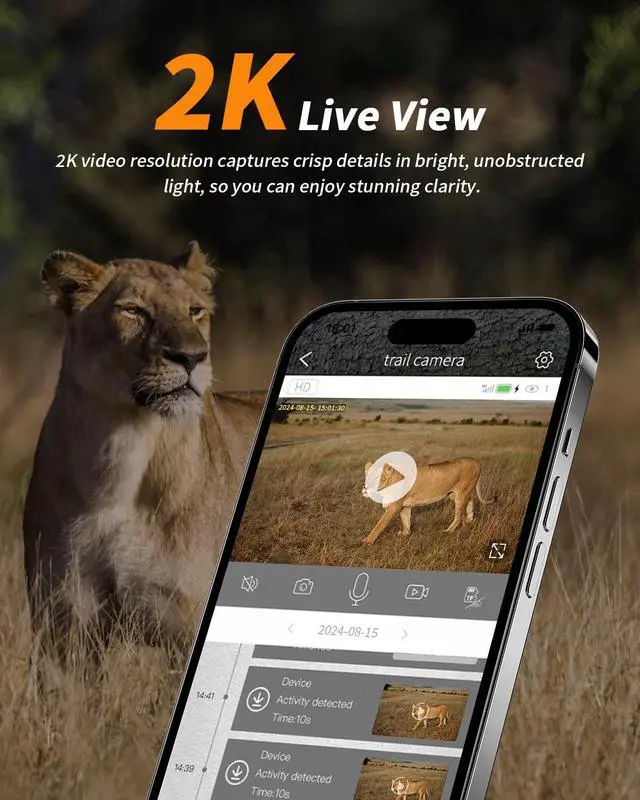 Alt view image 4 of 7 - Trail Camera, AI Animal Detection Game Camera, Built-in SIM Card 4G LET Cellular Trail Camera Unlimited Data Plan 2k HD Live Game Cameras with Night Vision Motion Activated Waterproof