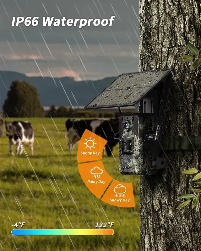 Alt view image 7 of 7 - Trail Camera, AI Animal Detection Game Camera, Built-in SIM Card 4G LET Cellular Trail Camera Unlimited Data Plan 2k HD Live Game Cameras with Night Vision Motion Activated Waterproof