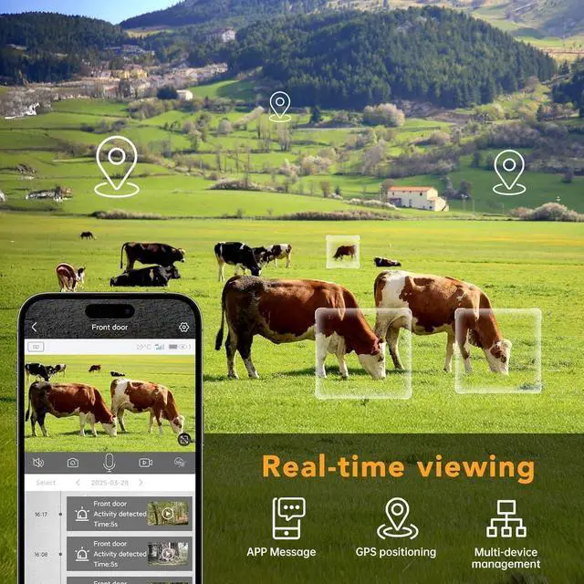 Alt view image 3 of 7 - Trail Camera Cellular Solar, Built-in SIM Card 4G LTE Game Camera with Night Vision and 7500mAh Battery, 48MP Photo, 4K Video, 64GB Card, for Outdoor Hunting Wildlife Monitoring Cellular Trail Camera