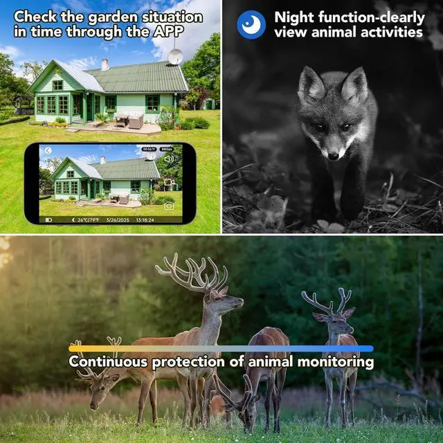 Alt view image 5 of 7 - Trail Camera Cellular Solar, Built-in SIM Card 4G LTE Game Camera with Night Vision and 7500mAh Battery, 48MP Photo, 4K Video, 64GB Card, for Outdoor Hunting Wildlife Monitoring Cellular Trail Camera
