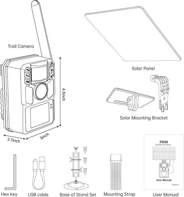 Alt view image 6 of 7 - Trail Camera Cellular Solar, Built-in SIM Card 4G LTE Game Camera with Night Vision and 7500mAh Battery, 48MP Photo, 4K Video, 64GB Card, for Outdoor Hunting Wildlife Monitoring Cellular Trail Camera