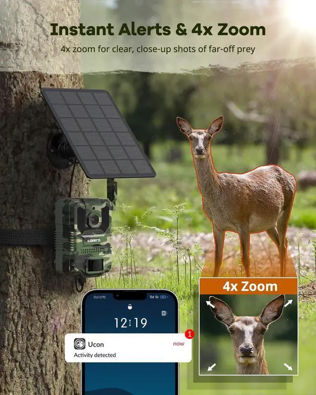 Alt view image 5 of 7 - 2.7K Video Cellular Trail Cameras,Game Cameras with No Glow Night Vision,64GB SD Card,No WiFi Needed,Unlimited Data Plan,0.2s Trigger Time for Wildlife Deer Monitoring Trail Cam