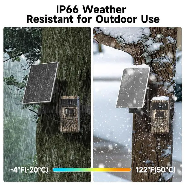 Alt view image 7 of 7 - 4G LTE Cellular Trail Cameras Unlimited Data Plan Solar Trail Cameras Built in SIM Card Game Camera IP65 Waterproof Security Camera with 2K Live Video, No Glow Night Vision