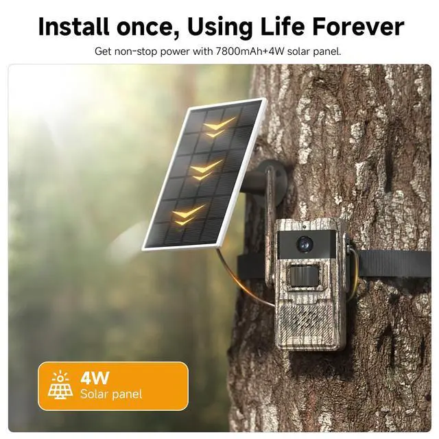 Alt view image 3 of 4 - Trail Camera, Cellular Trail Cameras with Built in SIM Card Unlimited Data Plan 2K Live Video Game Camera Trail Cameras with Night Vision Motion Activated Waterproof IP66 Deer Camera