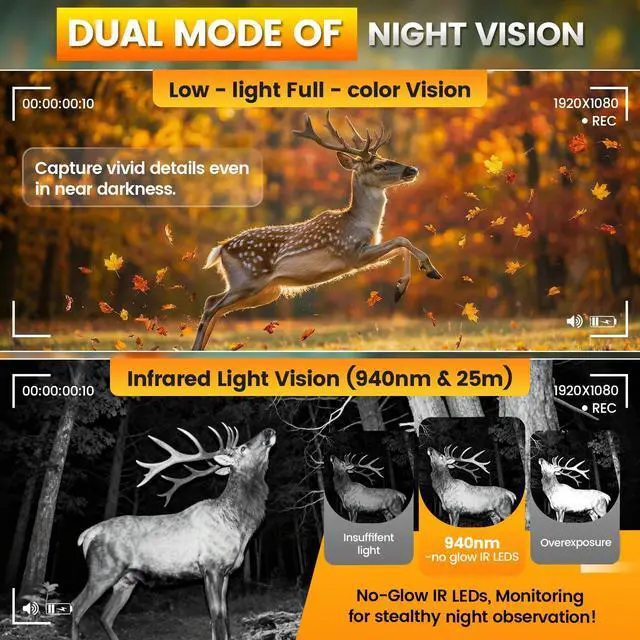 Alt view image 6 of 7 - Trail Camera, 4G Cellular Dual Lens Trail Cameras 2.7K, 0.2s Fast Trigger Speed, Game Camera with Full Color Night Vision, No Glow IR, Motion Detection, No WiFi Needed, IP 65 Waterproof