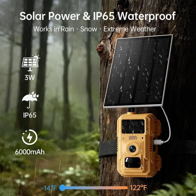 Alt view image 6 of 7 - 2K Cellular Trail Camera, 4G LTE Solar Wildlife Camera No WiFi Needed, 0.2s Trigger, No-Glow Night Vision, Pre-Installed IoT SIM & 32GB SD Card for Farm and Remote Property