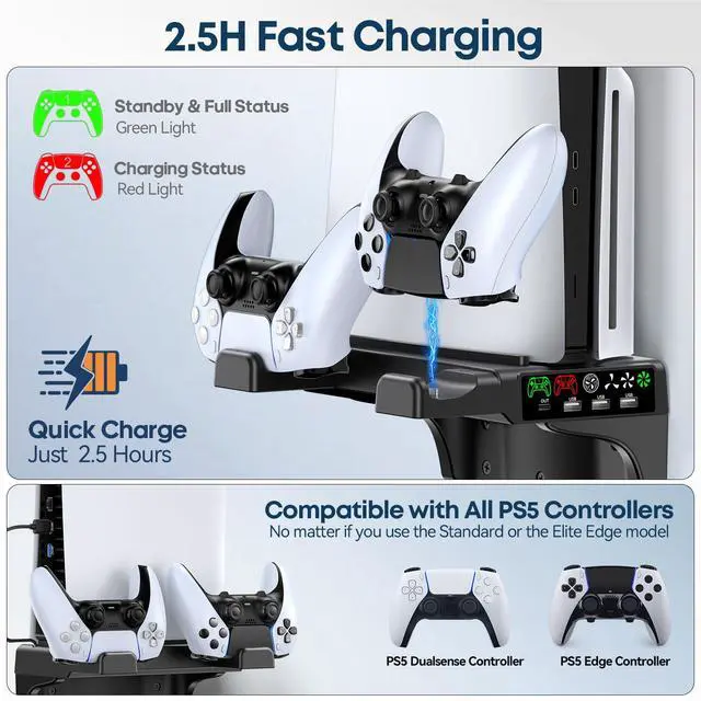 Alt view image 4 of 7 - P5/Slim/Pro Wall Mount Kit with Cooling Fan & Charging Station, P5 Shelf Floating Mount for PA 5/Slim/Pro Disc & Digital Console, PA 5 Wall Bracket Behind TV, PS Five Accessories, Black