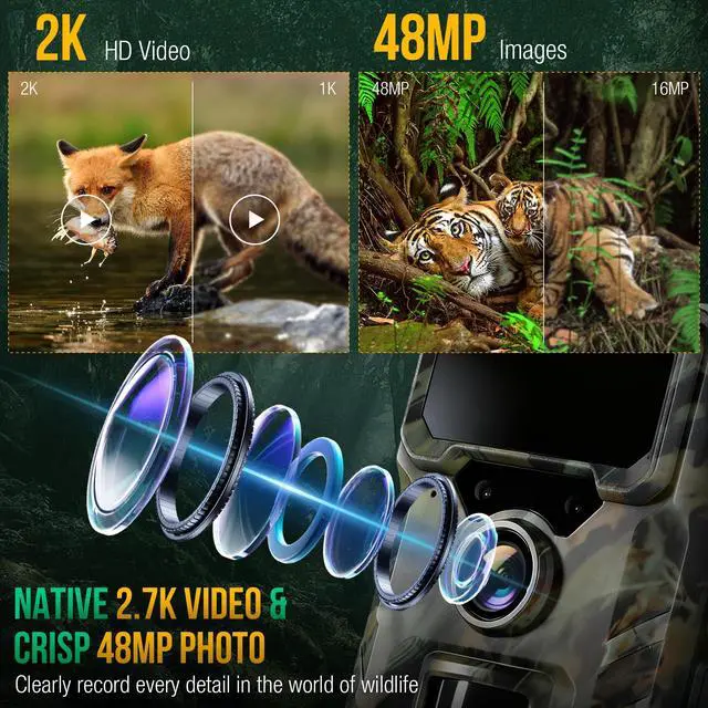 Alt view image 3 of 7 - Trail Camera 4G Cellular 2K 48MP, Game Cameras with Night Vision Motion Activated Waterproof,Deer Cams Wildlife Cameras for Backyard Outdoor Wireless (32GB TF Card Included)