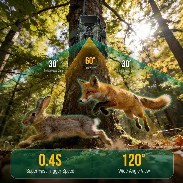 Alt view image 7 of 7 - Trail Camera 4G Cellular 2K 48MP, Game Cameras with Night Vision Motion Activated Waterproof,Deer Cams Wildlife Cameras for Backyard Outdoor Wireless (32GB TF Card Included)