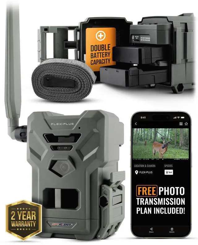 Main image of Flex-Plus Cellular Trail Camera, 36MP Photos and 1080p Videos w/Sound, Double The Battery Capacity, GPS-Enabled, Dual-SIM LTE Connectivity, 100' Flash & Detection Range, 4 Capture Modes