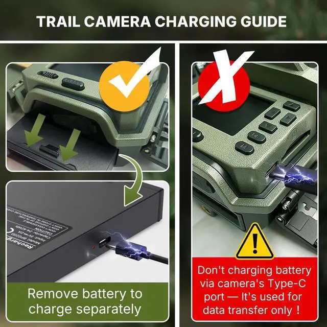 Alt view image 2 of 7 - Rechargeable Trail Camera (Non-Cellular, Non-WiFi),40MP 2K Game Cam with 2200mAh Lithium Battery(Special Note: Remove Battery to Charge Separately)