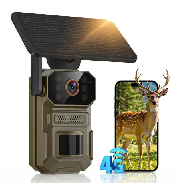 Main image of Cellular Solar Trail Camera with Night Vision, 0.1s Motion Activated, IP66 Waterproof, 1080P Outdoor Security Camera for Backyard, No WiFi Needed, SIM Card & Cloud Storage Included