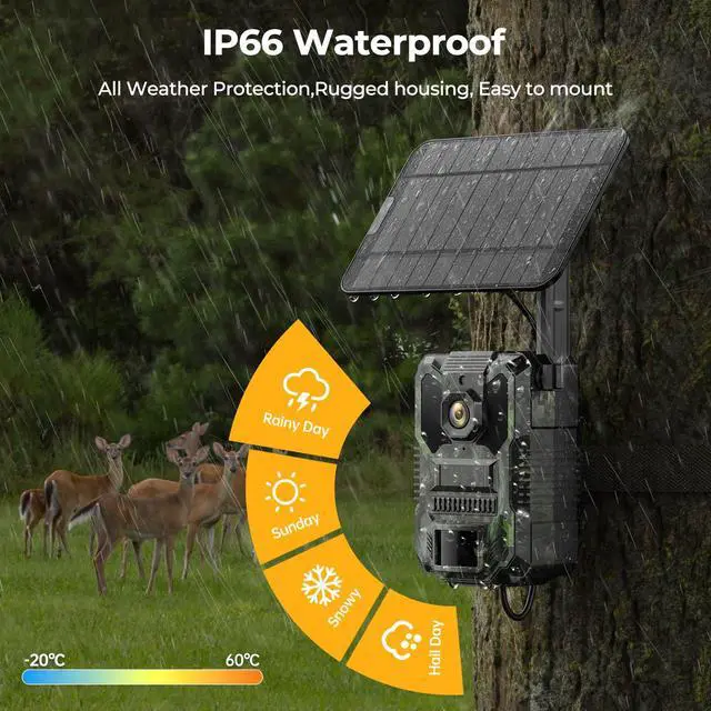 Alt view image 7 of 7 - Trail Camera 2 Pack, 4G LTE Cellular Trail Camera with Built-in SIM Card 2.5K HD Live Streaming Solar Panel 4 Area in 1 Screen Night Vision Motion Activated Game Camera for Hunting & Outdoor