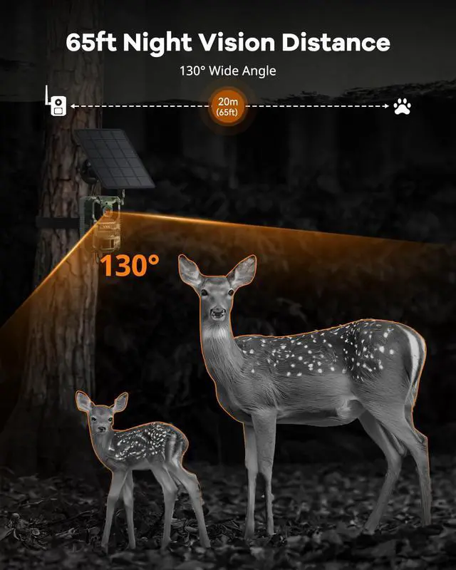 Alt view image 7 of 7 - 2.7K Video Cellular Trail Cameras,Game Cameras with No Glow Night Vision,64GB SD Card,No WiFi Needed,Unlimited Data Plan,0.2s Trigger Time for Wildlife Deer Monitoring Trail Cam