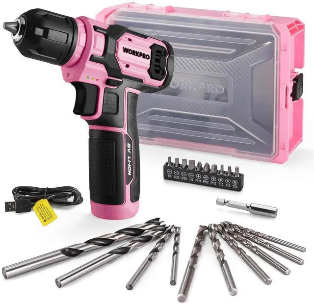 Main image of Pink Power Drill Bit Set for Women, 8V Electric Drill Driver Set