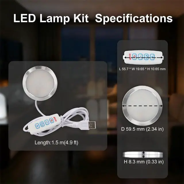 Alt view image 5 of 6 - LED Lamp Kit 001 for Bambu Lab MH001, 3D Printer Light Kit, MakerWorld DIY Hardware Lamp Kit,Round Light for 3D Printing USB 5V LED Kit 001 with Power-Off Memory Dimmable 3 Color