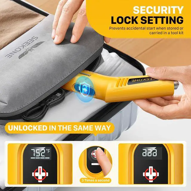 Alt view image 6 of 7 - Mini Cordless Heat Gun with 4-Temp Settings (Up to 752°F) and Memory Function, USB Rechargeable Hot Air Gun, Fast Heating with Reflector Nozzle for Crafting, 3d printing and Shrink Wrapping