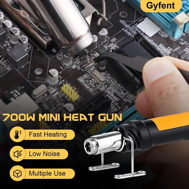 Alt view image 6 of 7 - Heat Gun, 700W 212°F~932(100°C~500°C) Mini Soldering Heat Gun Hot Air Rework Station with LED Digital Display & 5Pcs Nozzles & 5Pcs Accessories for Crafting Shrink Tubing Electronics DIY(5FT)