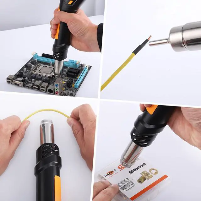 Alt view image 7 of 7 - Heat Gun, 700W 212°F~932(100°C~500°C) Mini Soldering Heat Gun Hot Air Rework Station with LED Digital Display & 5Pcs Nozzles & 5Pcs Accessories for Crafting Shrink Tubing Electronics DIY(5FT)