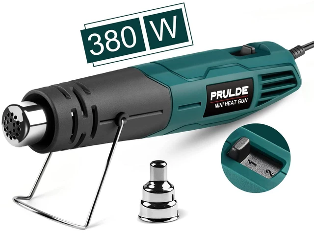 Main image of PRULDE Mini Heat Gun for Crafting, 2 Temp Settings 480&850 Fast Heat Shrink Gun with 6.6Ft UL Cord/Reflector Nozzle, Overheat Protection Hot Air Gun for Shrink Wrap/Tubing, Vinyl Wrap, Resin