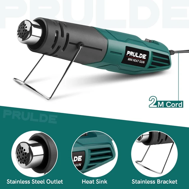 Alt view image 4 of 6 - PRULDE Mini Heat Gun for Crafting, 2 Temp Settings 480&850 Fast Heat Shrink Gun with 6.6Ft UL Cord/Reflector Nozzle, Overheat Protection Hot Air Gun for Shrink Wrap/Tubing, Vinyl Wrap, Resin