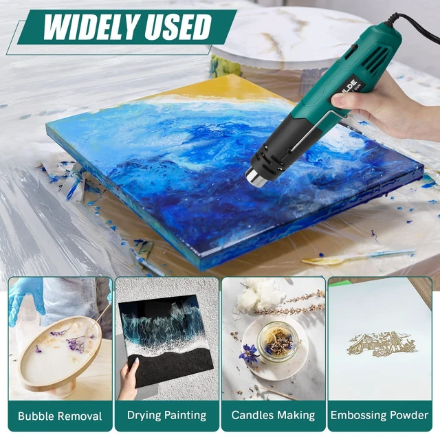 Alt view image 5 of 6 - PRULDE Mini Heat Gun for Crafting, 2 Temp Settings 480&850 Fast Heat Shrink Gun with 6.6Ft UL Cord/Reflector Nozzle, Overheat Protection Hot Air Gun for Shrink Wrap/Tubing, Vinyl Wrap, Resin