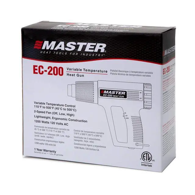 Alt view image 6 of 7 - EC-200 Variable Temperature Heat Gun, Hot Air Gun, 120V, 10 Amps, 1200W, for shrink wrap, wire connectors, shrink tubing, crafts, stripping paint