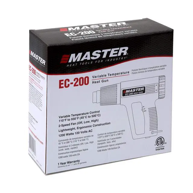 Alt view image 7 of 7 - EC-200 Variable Temperature Heat Gun, Hot Air Gun, 120V, 10 Amps, 1200W, for shrink wrap, wire connectors, shrink tubing, crafts, stripping paint