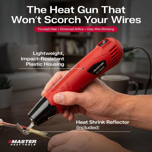 Alt view image 3 of 7 - EC-MINI Heat Gun for Crafts, Shrink Wrap, Heat Shrink Tubing, Wire Connectors, Electrical Connectors, Epoxy Resin, Candle Making Heatgun, Embossing Hot Air Gun w/Heat Shrink Reflector