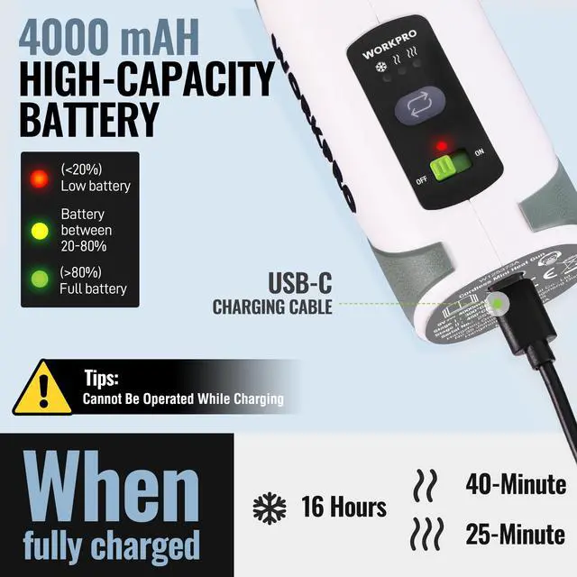 Alt view image 5 of 7 - 7.2V Cordless Mini Heat Gun, 1.5s Fast Heating | 3 Temp Settings (Cool/572°F/842°F), 4000mAh Battery, USB-C Charging Cable Included, For DIY Crafts