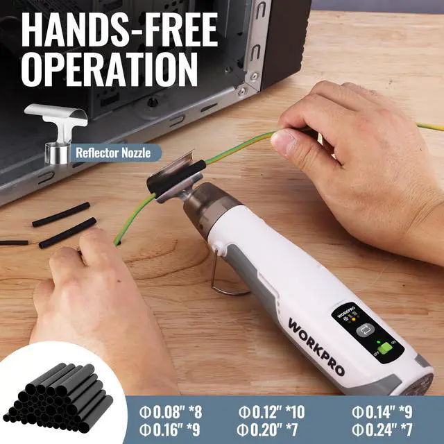 Alt view image 7 of 7 - 7.2V Cordless Mini Heat Gun, 1.5s Fast Heating | 3 Temp Settings (Cool/572°F/842°F), 4000mAh Battery, USB-C Charging Cable Included, For DIY Crafts