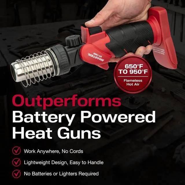 Alt view image 3 of 7 - HT-1000 Cordless Butane Heat Gun with Shrink Reflector - Refillable, Portable Hot Air Tool for Heat Shrink Tubing, Electrical and Automotive Repairs