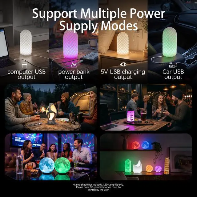 Alt view image 6 of 6 - 2 Pack 16Colors LED Lamp Kit 001 for Bambu lab Light Kit MH001, Color Storage, RGB Remote Control, 5V USB Puck Light Set DIY Hardware Spare Parts for Makerwold 3D Printed Lamp Projects