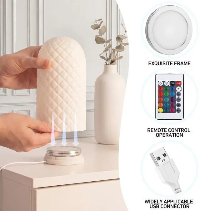 Alt view image 4 of 7 - 12 Pack LED Lamp Kit 001 - Remote Control 3D Printed DIY Light Spare Parts with Color & Brightness Adjustment for lampshade Hardware Model RGB Light Kit, 5V USB Powered