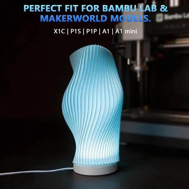 Alt view image 2 of 7 - 3 Pack RGB LED Lamp Kit for 3D Printed Light Box, Remote & Memory Function, USB 5V, Compatible with Bambu Lab X1/P1/A1 & MakerWorld Models, by