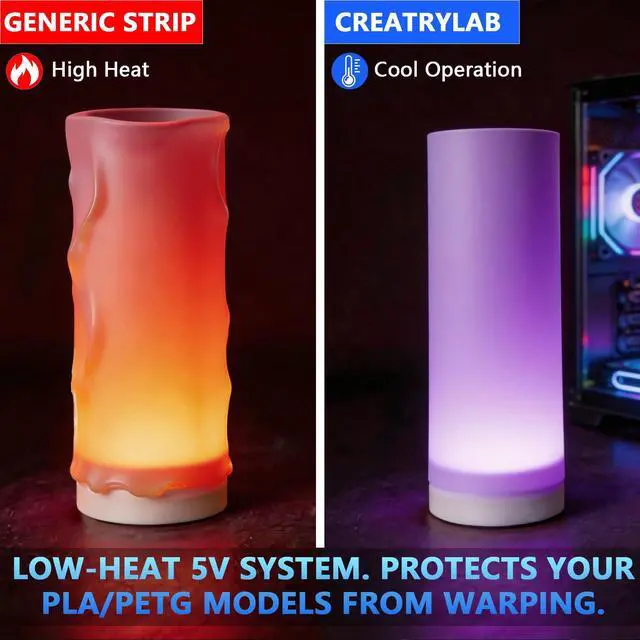 Alt view image 5 of 7 - 3 Pack RGB LED Lamp Kit for 3D Printed Light Box, Remote & Memory Function, USB 5V, Compatible with Bambu Lab X1/P1/A1 & MakerWorld Models, by