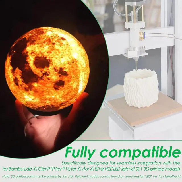 Alt view image 3 of 7 - 5Pcs Remote Control RGB LED Lamp Kit 001 for Bambu Lab, Multicolor RGB 3D Printer LED Lamp Kit, Adjustable 3D Printed DIY Hardware Model Spare Parts, 5V USB Powered