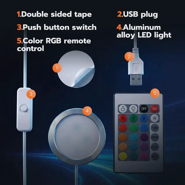 Alt view image 6 of 7 - 3D Printer LED Lamp Kit 001 with 24-Key Remote Control 16-Colors Changing