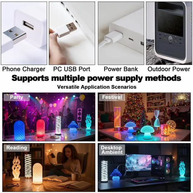 Alt view image 6 of 7 - 3Pack Remote Control RGB LED Lamp Kit 001 Compatible with Bambu Lab H2D/X1/P1P/A1 3D Printer Multicolor Dimming 5V USB LED Light Kit DIY Hardware Model Parts for Makerwold 3D Printed Light Projects
