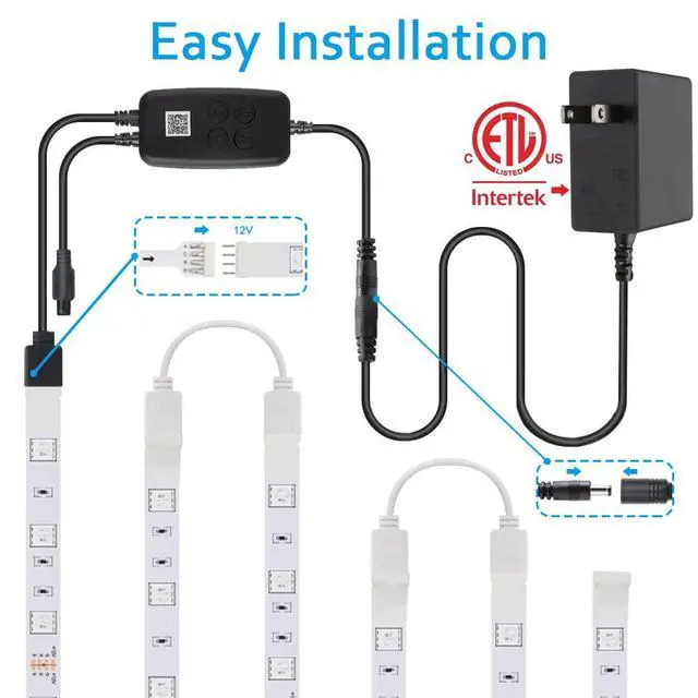 Alt view image 5 of 7 - 10 PCS RGB Under Cabinet Lighting Kit, App and Remote Control Led Strip Lights, Music Sync Color Changing Led Lights with ETL Listed Power Adapter, for Cabinet, Counter, Shelf, 16.4ft