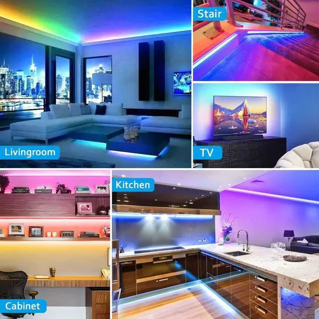 Alt view image 7 of 7 - 10 PCS RGB Under Cabinet Lighting Kit, App and Remote Control Led Strip Lights, Music Sync Color Changing Led Lights with ETL Listed Power Adapter, for Cabinet, Counter, Shelf, 16.4ft