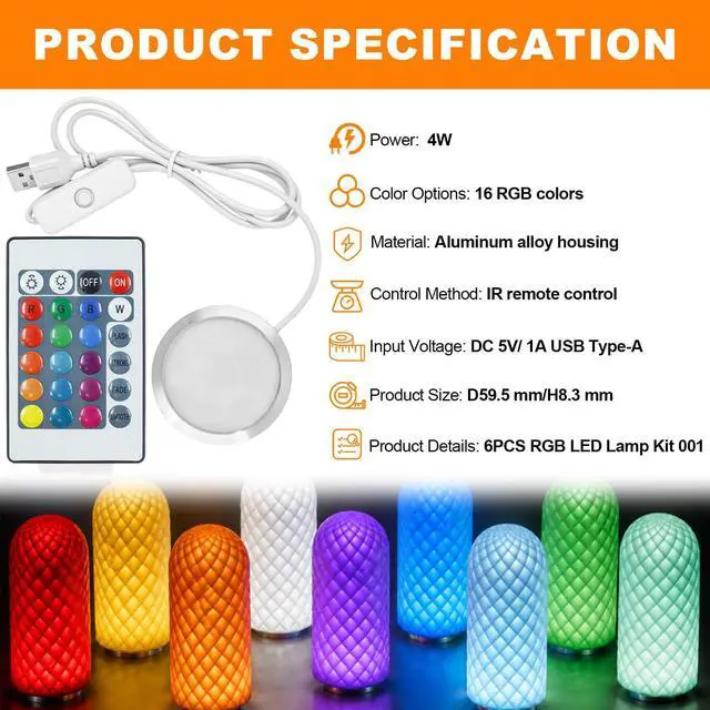 Alt view image 2 of 7 - 6PCS RGB LED Lamp Kit 001 for Bambu Lab A1 Mini A1 P1S H2D X1 P1P P2S X1C