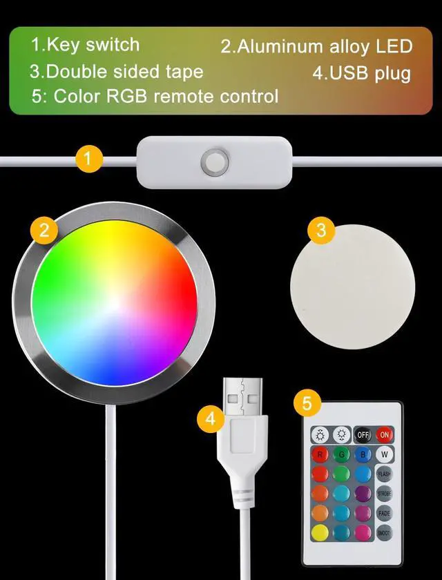 Alt view image 7 of 7 - 10PCS RGB Remote Control LED Lamp Kits 001 for Bambu Lab A1/A1mini/P1S/P1P/X1C/P2S/H2D/H2S, Upgraded Multicolor Makerworld Maker's Supply Hardware Kit, Energy-efficient Custom Lighting Project