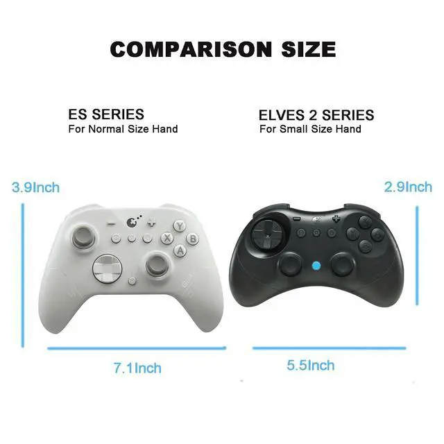 Alt view image 5 of 7 - Elves 2 Bluetooth Game Controller for Switch/Switch 2 Wake-up,PC & Android, Anti-Drift Hall Effect Joysticks Gamepad,1000Hz Polling Rate, Gyro & Turbo,Protective Cover, Compact for Small Hand