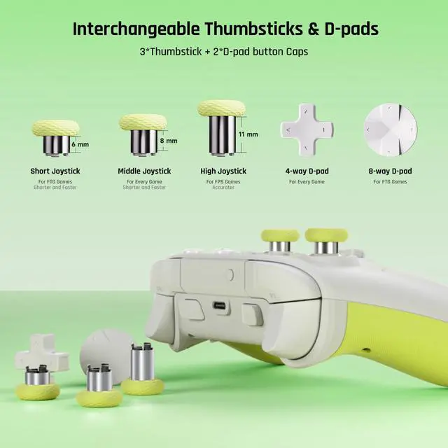 Alt view image 3 of 7 - BIGBIG WON PC Controllers for Gaming, Rainbow 2 SE Wireless Controller Motion Aim, Hall Effect Trigger, 12-bit ADC, 3 Sets Joysticks, 4-way&8-way D-pad Controller for Switch/PC/Android/iOS