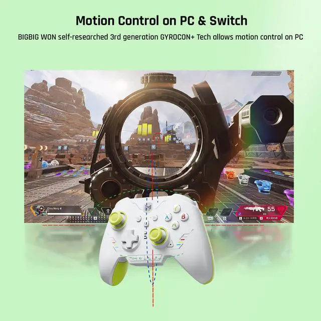 Alt view image 4 of 7 - BIGBIG WON PC Controllers for Gaming, Rainbow 2 SE Wireless Controller Motion Aim, Hall Effect Trigger, 12-bit ADC, 3 Sets Joysticks, 4-way&8-way D-pad Controller for Switch/PC/Android/iOS
