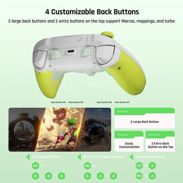 Alt view image 5 of 7 - BIGBIG WON PC Controllers for Gaming, Rainbow 2 SE Wireless Controller Motion Aim, Hall Effect Trigger, 12-bit ADC, 3 Sets Joysticks, 4-way&8-way D-pad Controller for Switch/PC/Android/iOS