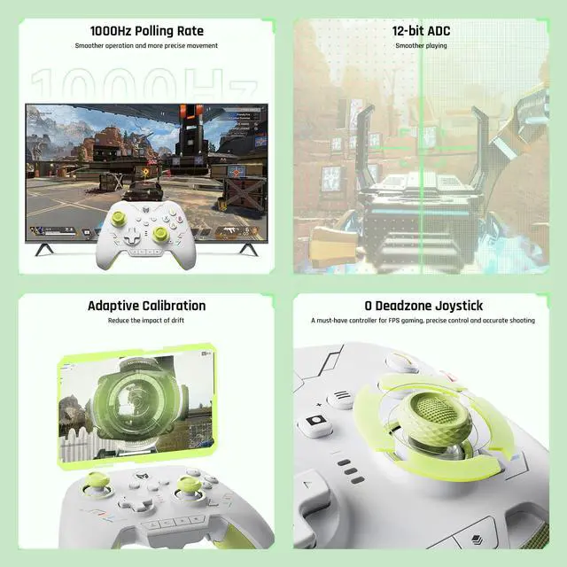 Alt view image 6 of 7 - BIGBIG WON PC Controllers for Gaming, Rainbow 2 SE Wireless Controller Motion Aim, Hall Effect Trigger, 12-bit ADC, 3 Sets Joysticks, 4-way&8-way D-pad Controller for Switch/PC/Android/iOS