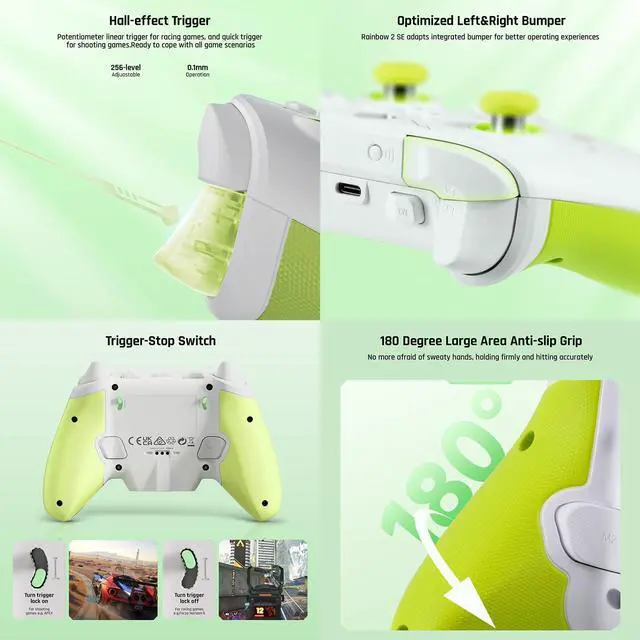 Alt view image 7 of 7 - BIGBIG WON PC Controllers for Gaming, Rainbow 2 SE Wireless Controller Motion Aim, Hall Effect Trigger, 12-bit ADC, 3 Sets Joysticks, 4-way&8-way D-pad Controller for Switch/PC/Android/iOS